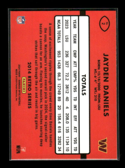 2024 Donruss Optic #2 Jayden Daniels 2014 Retro Series