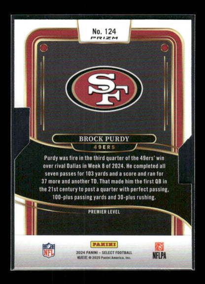 2024 Panini Select #124 Brock Purdy Silver Prizm Die Cut