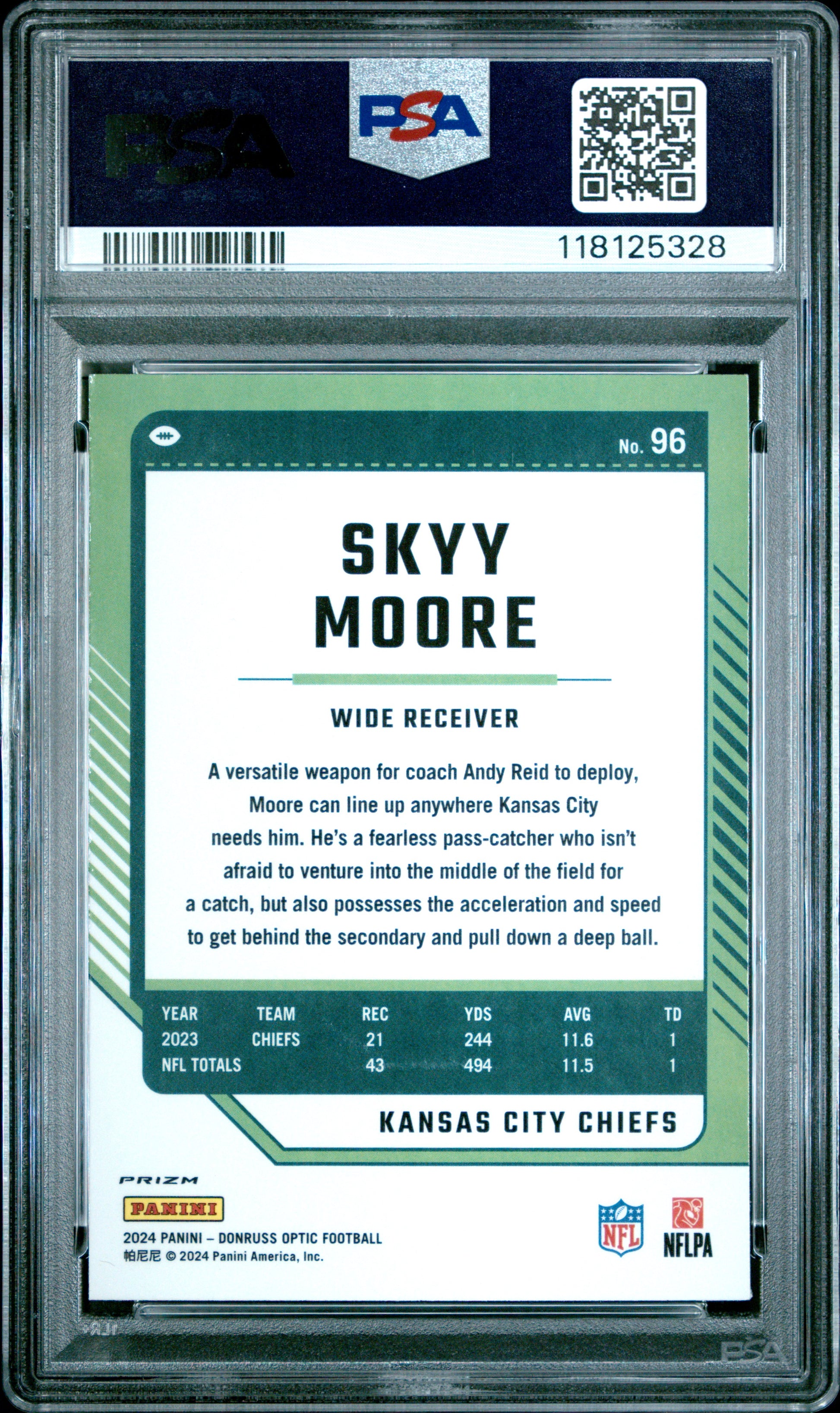 2024 Panini Donruss Optic #96 Skyy Moore White Sparkle PSA 9