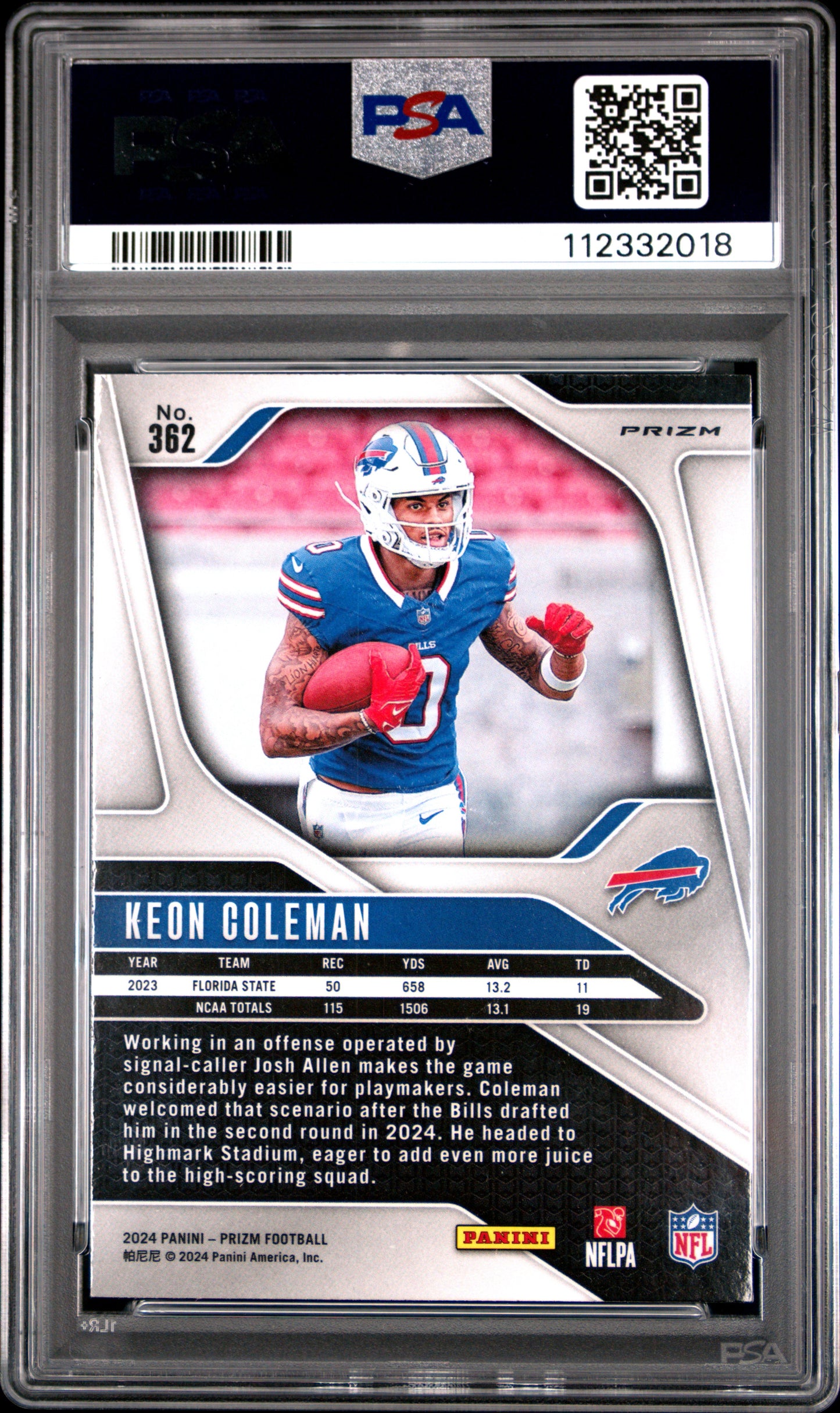 2024 Panini Prizm #362 Keon Coleman Pink Prizm PSA 9