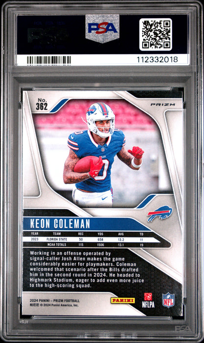 2024 Panini Prizm #362 Keon Coleman Pink Prizm PSA 9