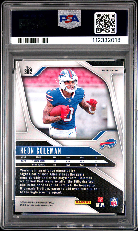 2024 Panini Prizm #362 Keon Coleman Pink Prizm PSA 9