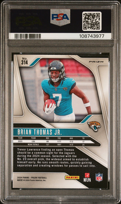 2024 Panini Prizm #314 Brian Thomas Jr. Lazer Prizm PSA 9