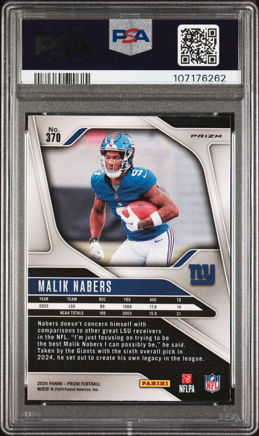 2024 Panini Prizm #370 Malik Nabers Pink Prizm PSA 8