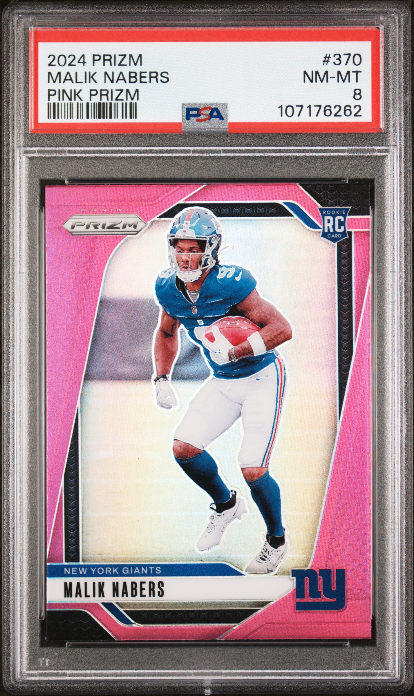 2024 Panini Prizm #370 Malik Nabers Pink Prizm PSA 8