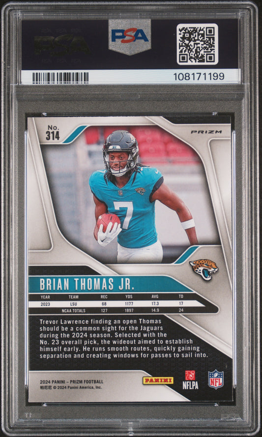 2024 Panini Prizm #314 Brian Thomas Jr. Disco Prizm PSA 9
