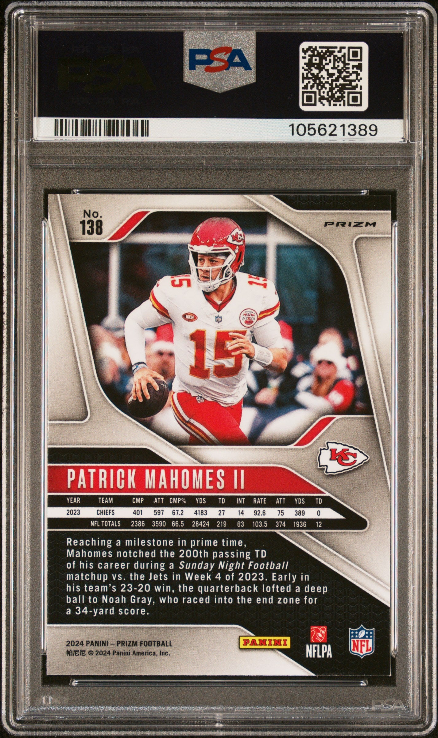 2024 Panini Prizm #138 Patrick Mahomes Ii Neon Green Pulsar PSA 8