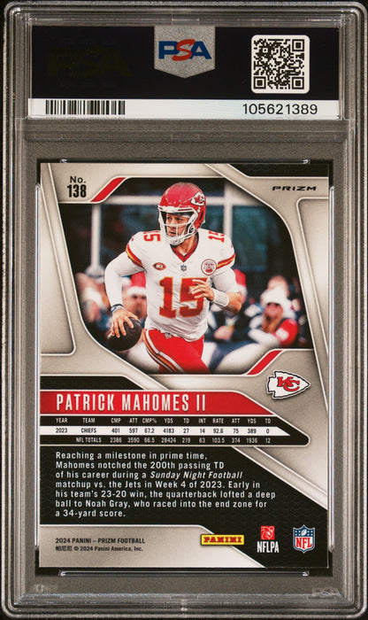 2024 Panini Prizm #138 Patrick Mahomes Ii Neon Green Pulsar PSA 8