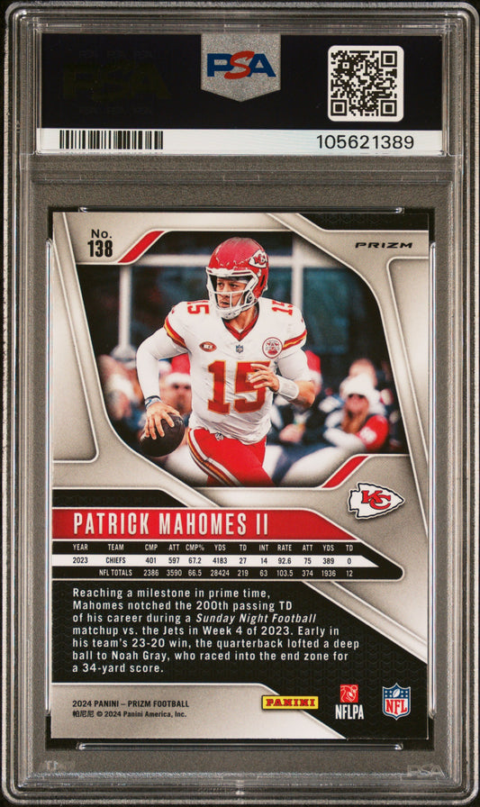 2024 Panini Prizm #138 Patrick Mahomes Ii Neon Green Pulsar PSA 8
