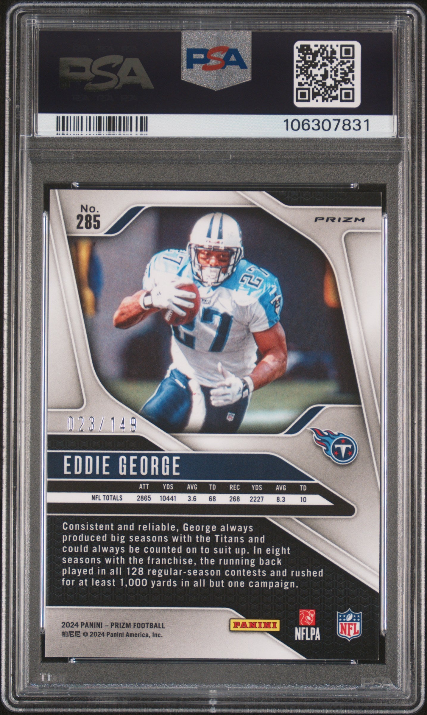 2024 Panini Prizm #285 Eddie George Red Wave PSA 9