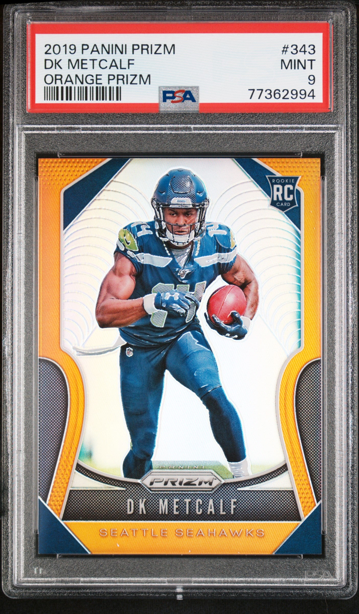 2019 Panini Prizm #343 Dk Metcalf Orange Prizm PSA 9