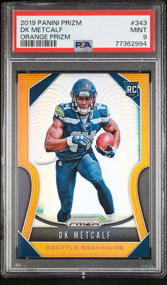 2019 Panini Prizm #343 Dk Metcalf Orange Prizm PSA 9