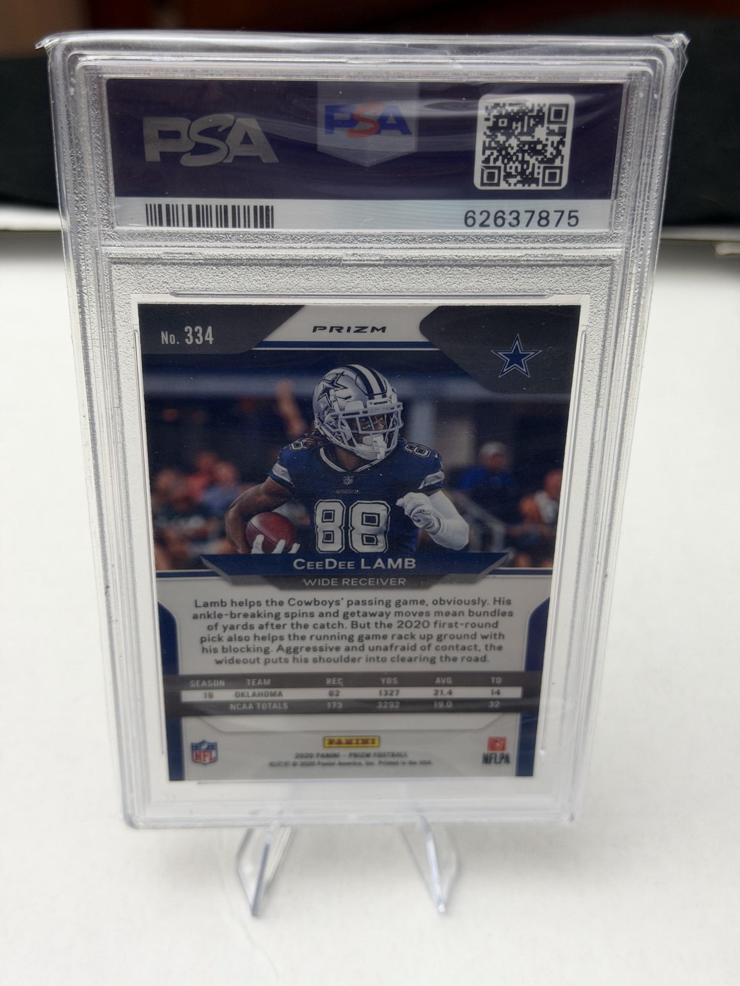 2020 Panini Prizm #334 Ceedee Lamb Pink Prizm PSA 9