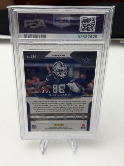 2020 Panini Prizm #334 Ceedee Lamb Pink Prizm PSA 9