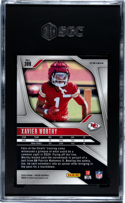 2024 Panini Prizm #399 Xavier Worthy Lazer Prizm SGC 9