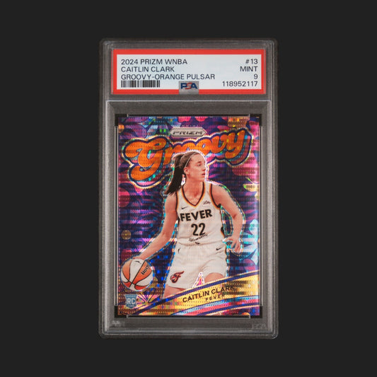 Caitlin Clark - 2024 Panini Prizm WNBA - Groovy Orange Pulsar /75 - Rookie - PSA 9