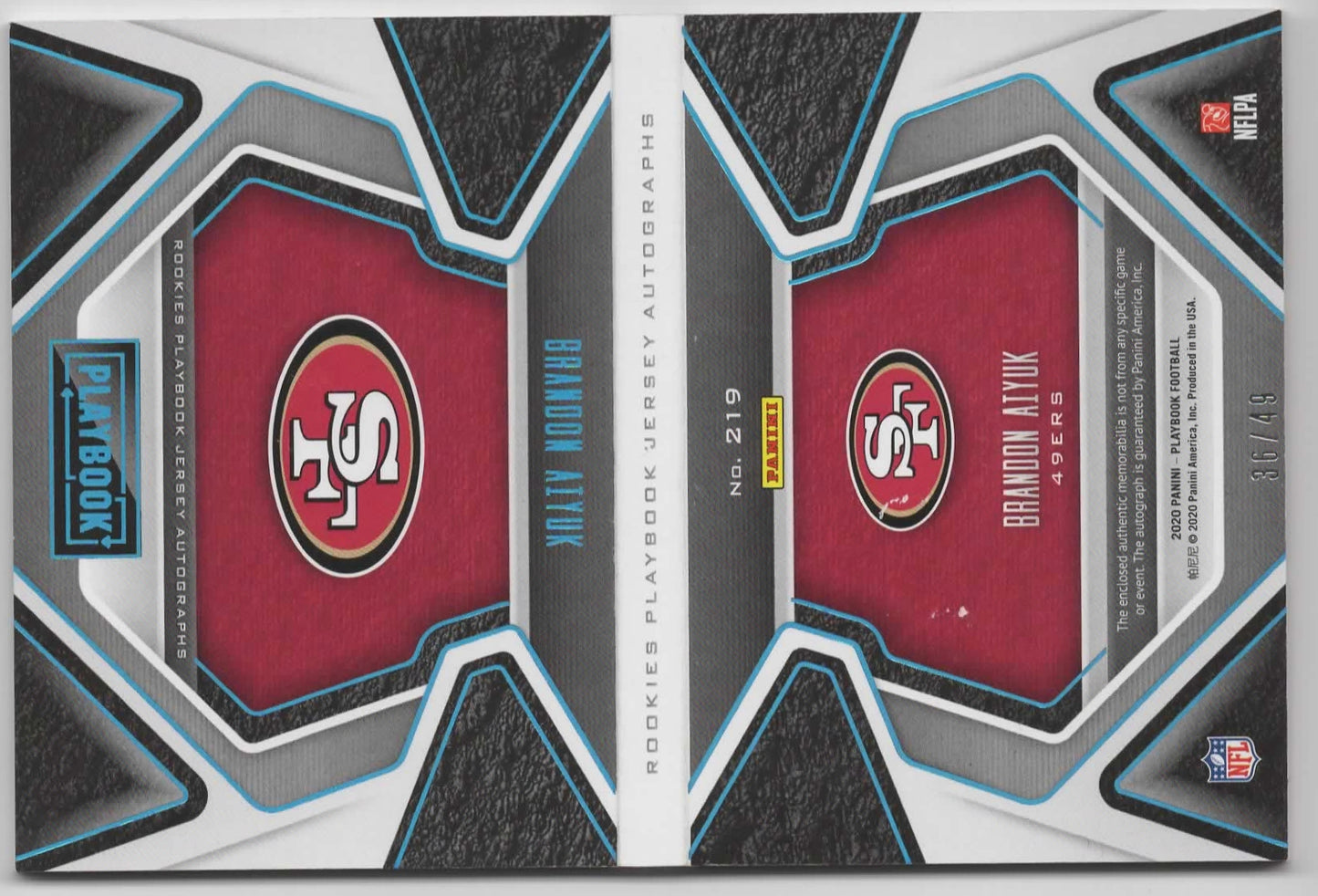 Brandon Aiyuk - 2020 Panini Playbook - Rookie Playbook Jersey Auto /49