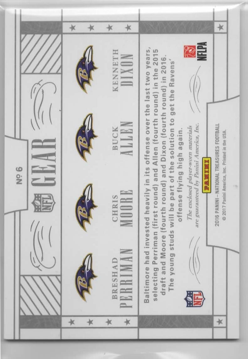 B. Perriman, C. Moore, B. Allen, K. Dixon - 2016 National Treasures Football - NFL Gear Quad Patch /99