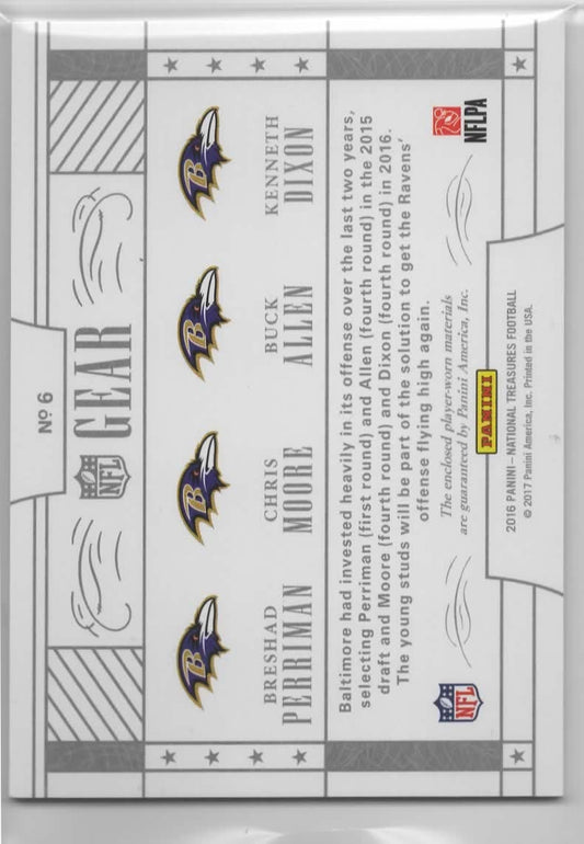 B. Perriman, C. Moore, B. Allen, K. Dixon - 2016 National Treasures Football - NFL Gear Quad Patch /99