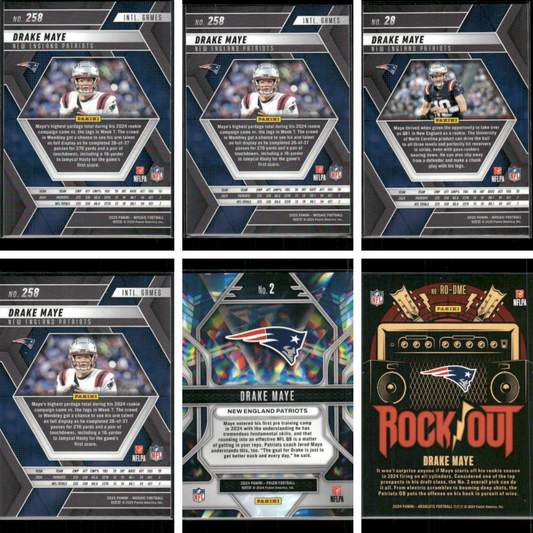Drake Maye - Rookie & Vet 6 Card Lot