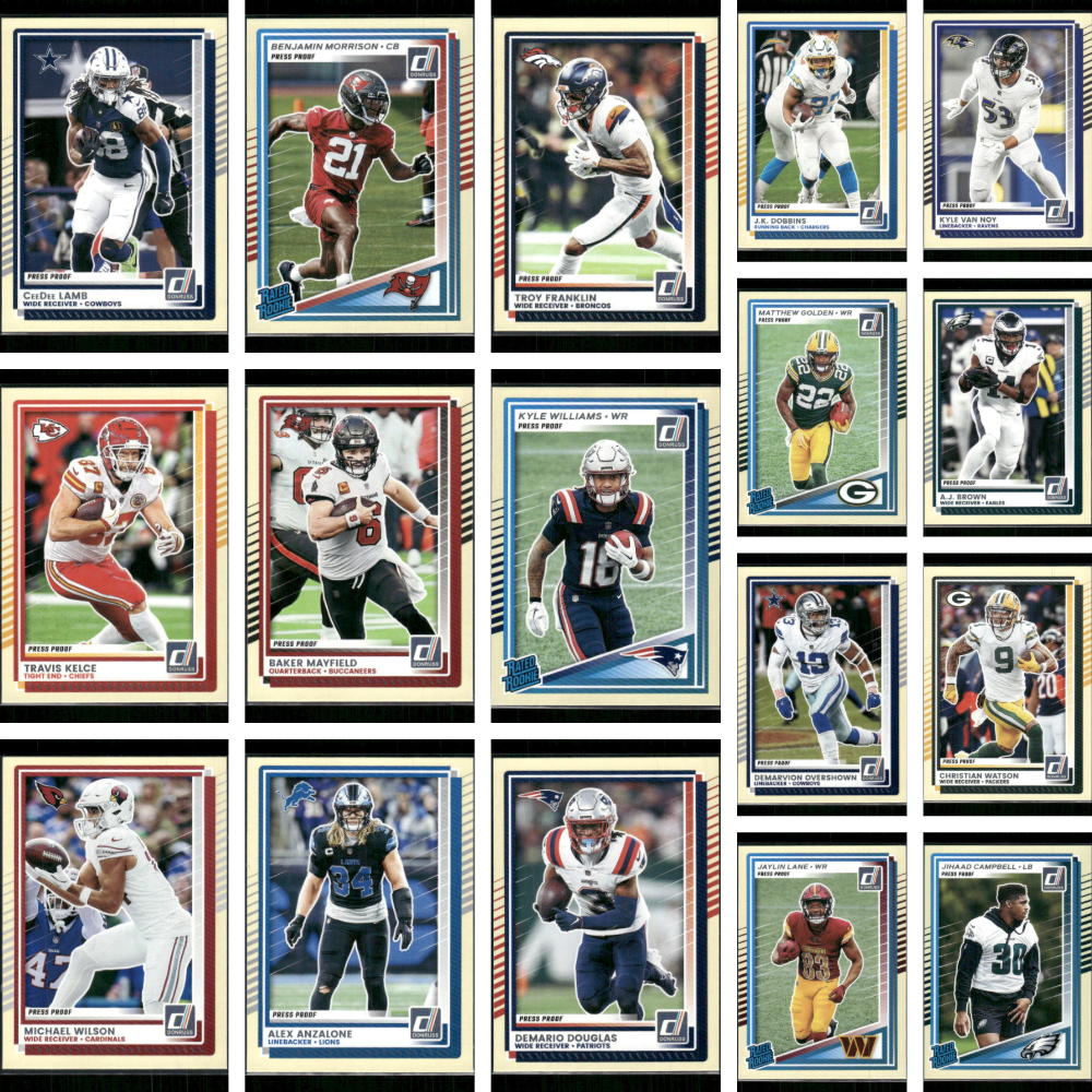 Yellow Press Proof - 2025 Donruss Football - 17 Card Rookie & Vet Lot