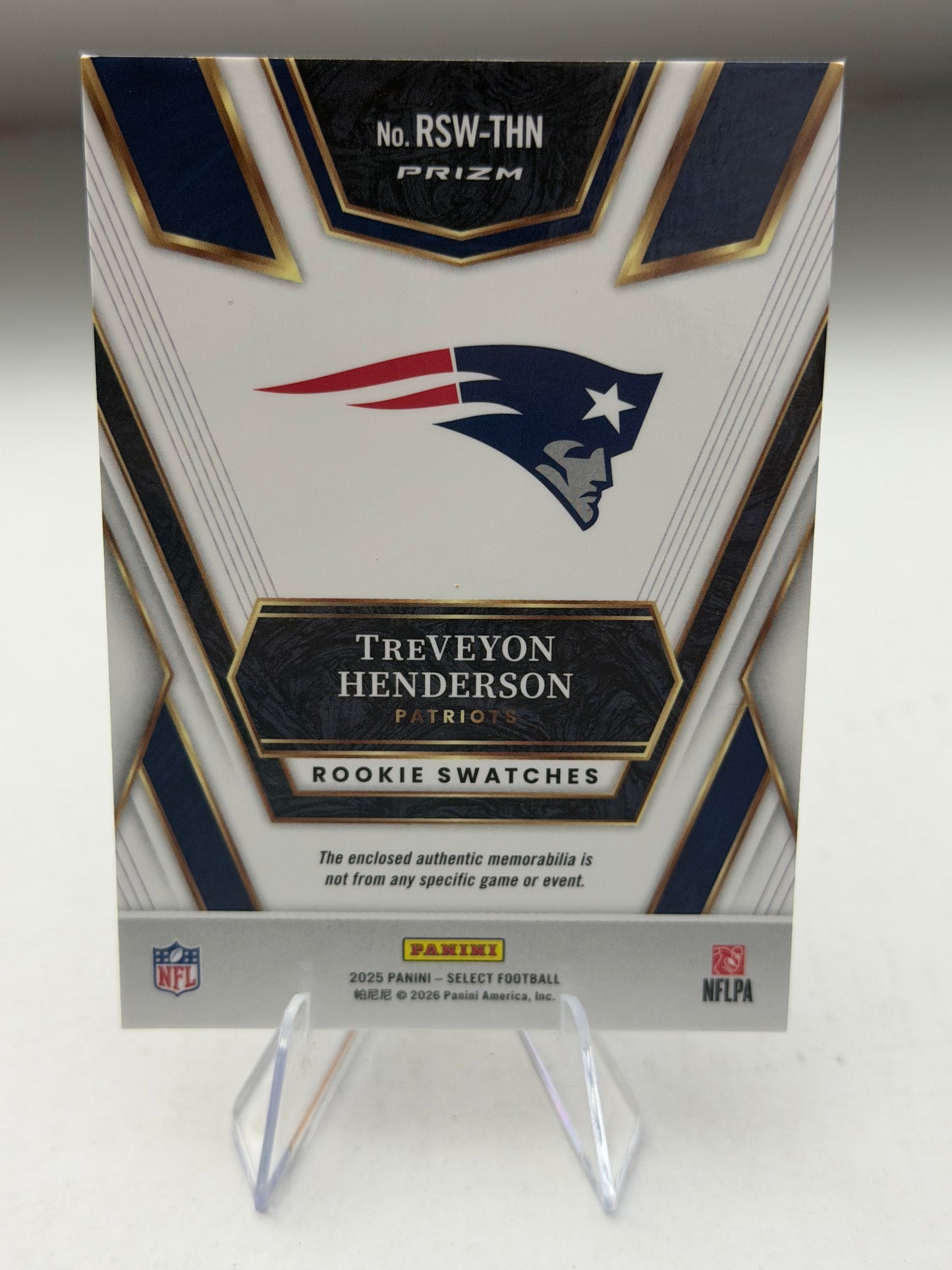 TreVeyon Henderson - 2025 Select Football - Rookie Swatches Patch