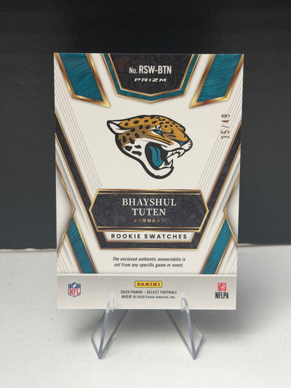Bhayshul Tuten - 2025 Select Football - Copper Rookie Swatches Patch /49