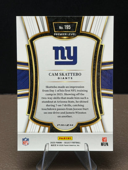 Cam Skattebo - 2025 Select Football - Premier Level Zebra - Rookie