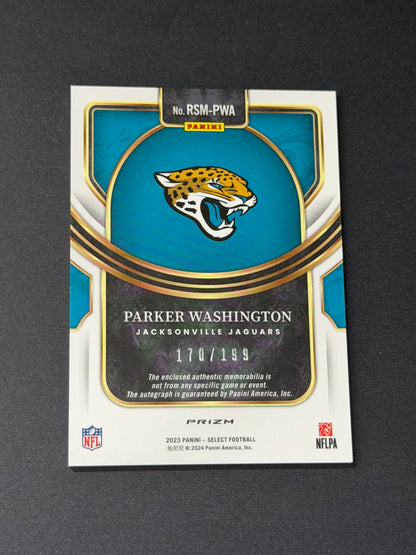 Parker Washington - 2023 Select Football - Silver Mem Auto /199 - Rookie