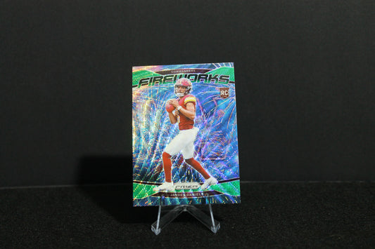Jayden Daniels - 2024 Panini Prizm - Green Wave Fireworks - Rookie