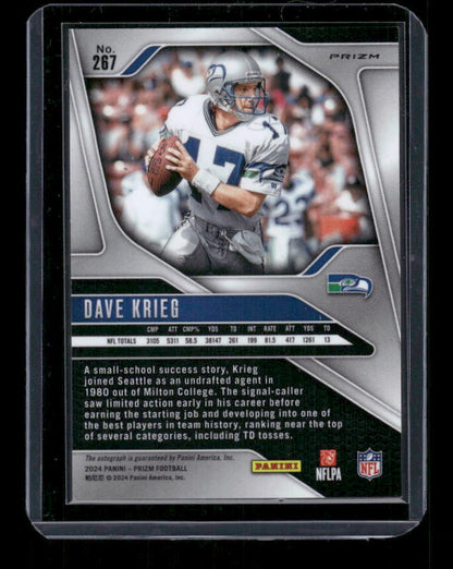 Dave Krieg - 2024 Panini Prizm - Silver Prizm - Auto