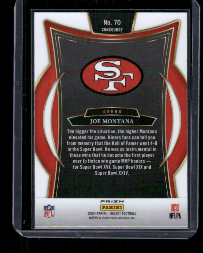 Joe Montana - 2024 Select Football - Red / Black Shock - Concourse