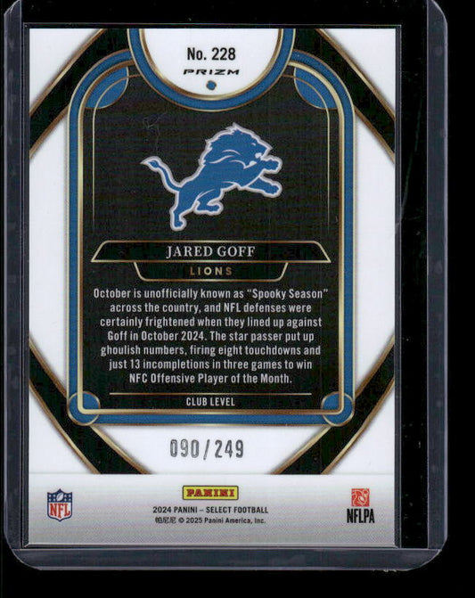 Jared Goff - 2024 Select Football - Red Shock /249 - Club Level