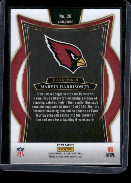 Marvin Harrison Jr. - 2024 Select Football - Red / Black Shock - Concourse - Rookie