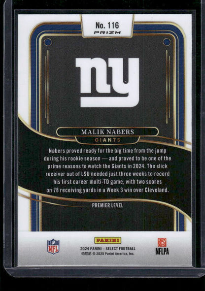 Malik Nabers - 2024 Select Football - Green / Yellow Shock - Premier Level - Rookie