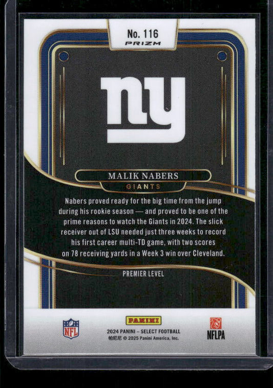 Malik Nabers - 2024 Select Football - Green / Yellow Shock - Premier Level - Rookie