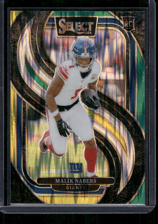 Malik Nabers - 2024 Select Football - Green / Yellow Shock - Premier Level - Rookie