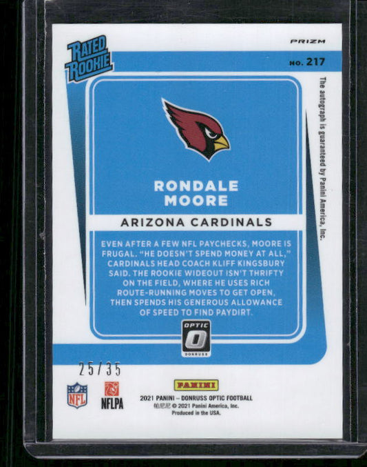 Rondale Moore - 2021 Donruss Optic - Purple Prizm Auto /35  - Rated Rookie