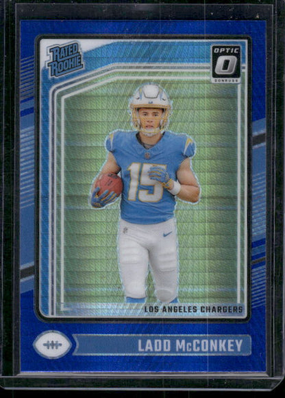 Ladd McConkey - 2024 Donruss Optic - Blue Hyper - Rated Rookie