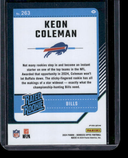 Keon Coleman - 2024 Donruss Optic - Purple Shock - Rated Rookie