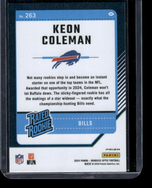Keon Coleman - 2024 Donruss Optic - Purple Shock - Rated Rookie