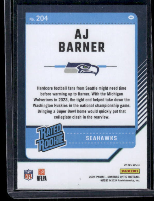 AJ Barner - 2024 Donruss Optic - Red Mojo - Rookie