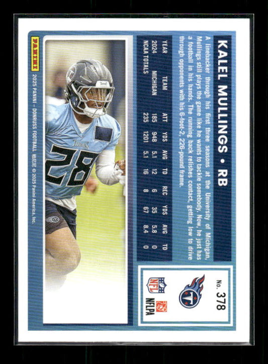Kalel Mullings - 2025 Donruss Football - Rated Rookie