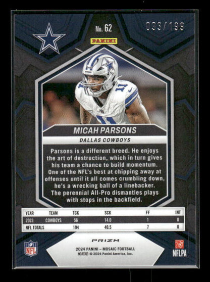 Micah Parsons - 2024 Mosaic Football - Orange /199