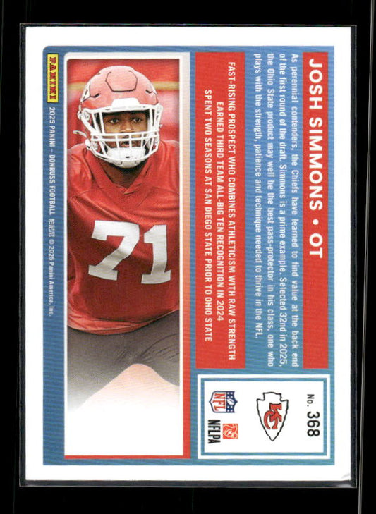 Josh Simmons - 2025 Donruss Football - Rated Rookie