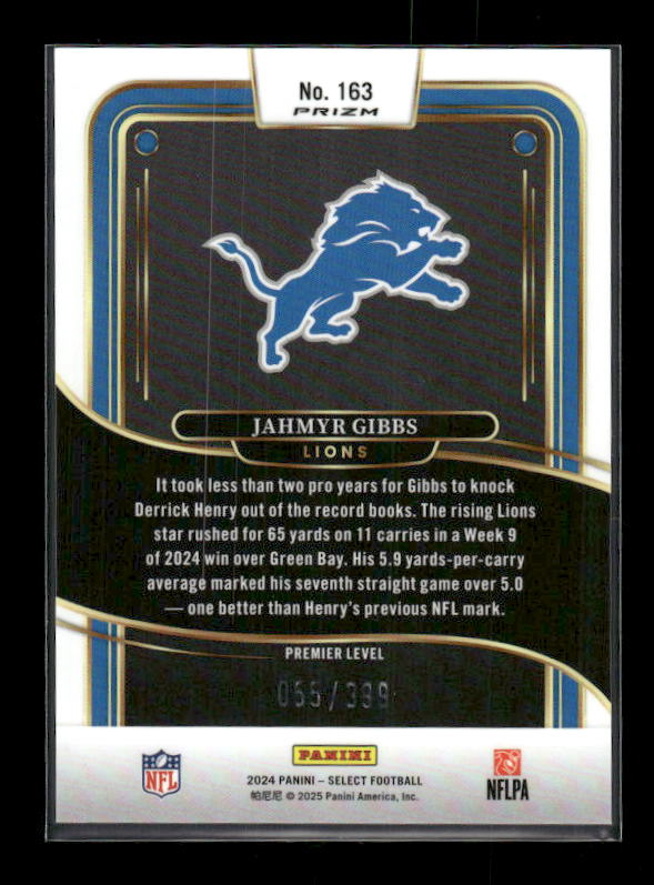 Jahmyr Gibbs - 2024 Select Football - Orange Shock /399