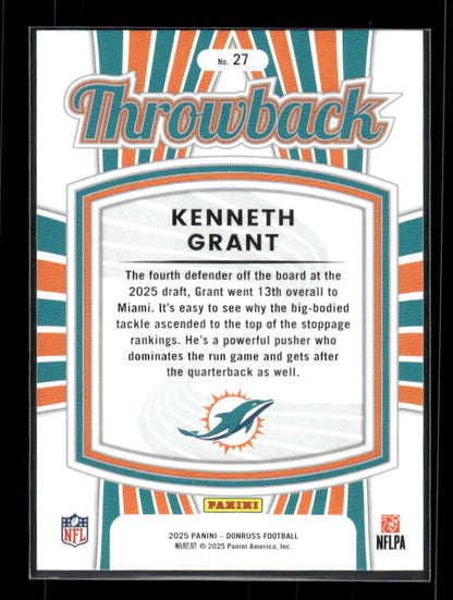 Kenneth Grant - 2025 Donruss Football - Throwback - Rated Rookie