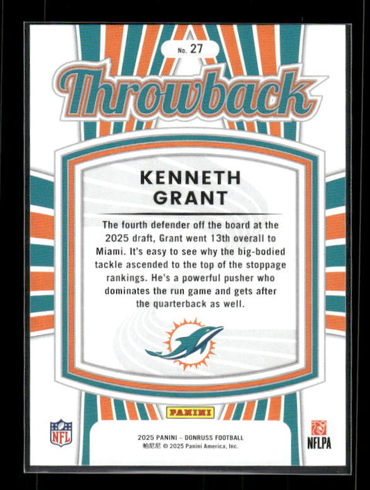 Kenneth Grant - 2025 Donruss Football - Throwback - Rated Rookie