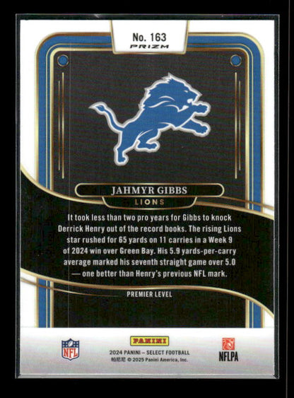 Jahmyr Gibbs - 2024 Select Football - Black & Red Shock - Premier