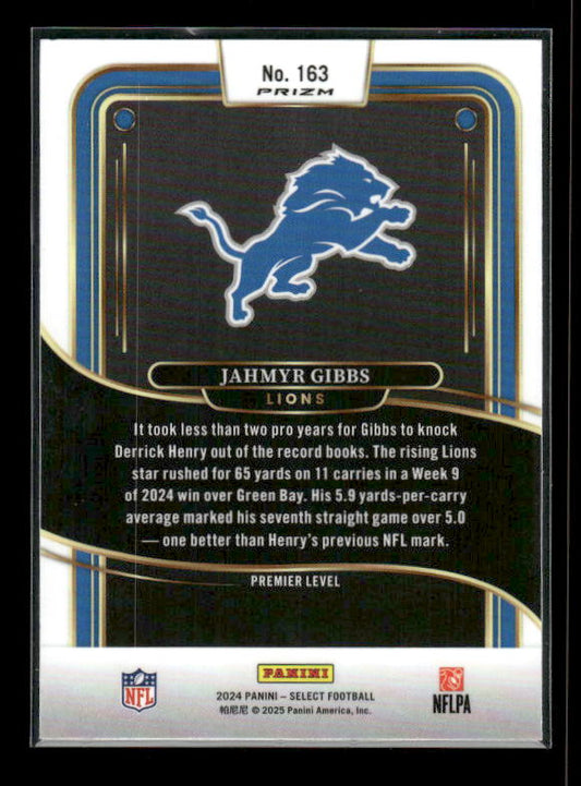 Jahmyr Gibbs - 2024 Select Football - Black & Red Shock - Premier